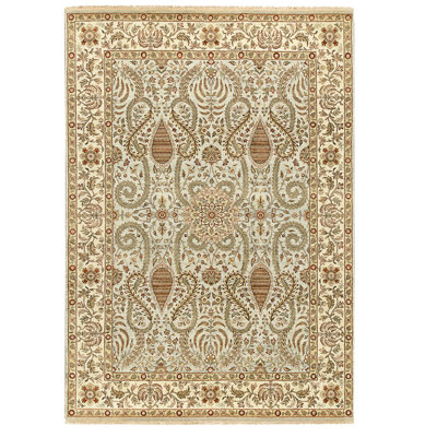 High-Quality Hand-Knotted Light Blue And Ivory Area Rug