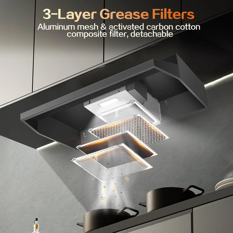 36 inches Built-In Insert Range Hood Black