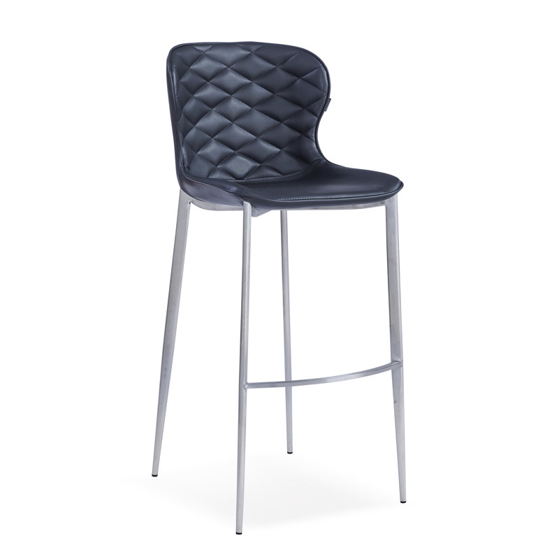 Albert Upholstered Counter Stool, Black, Stainless Steel, Counter Stool (24” Seat Height)