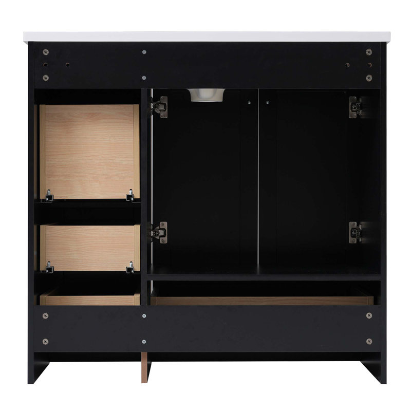 Meuble-lavabo 36 po avec porte, tiroir, lavabo non inclus, Noir
