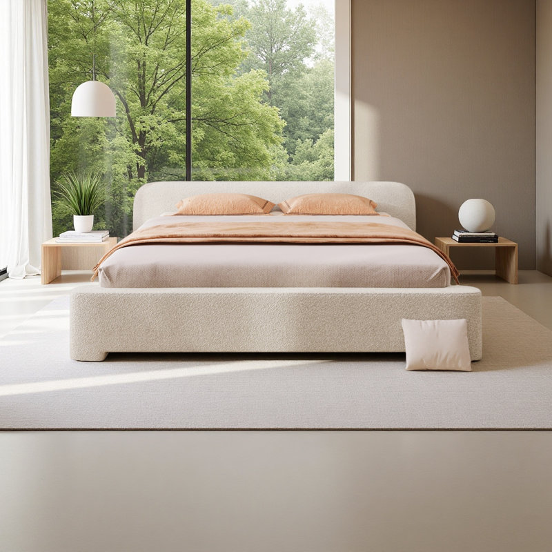 [Lit douillet rembourré blanc Bouce [- Un ajout de rêve à votre chambre à coucher, Grand lit