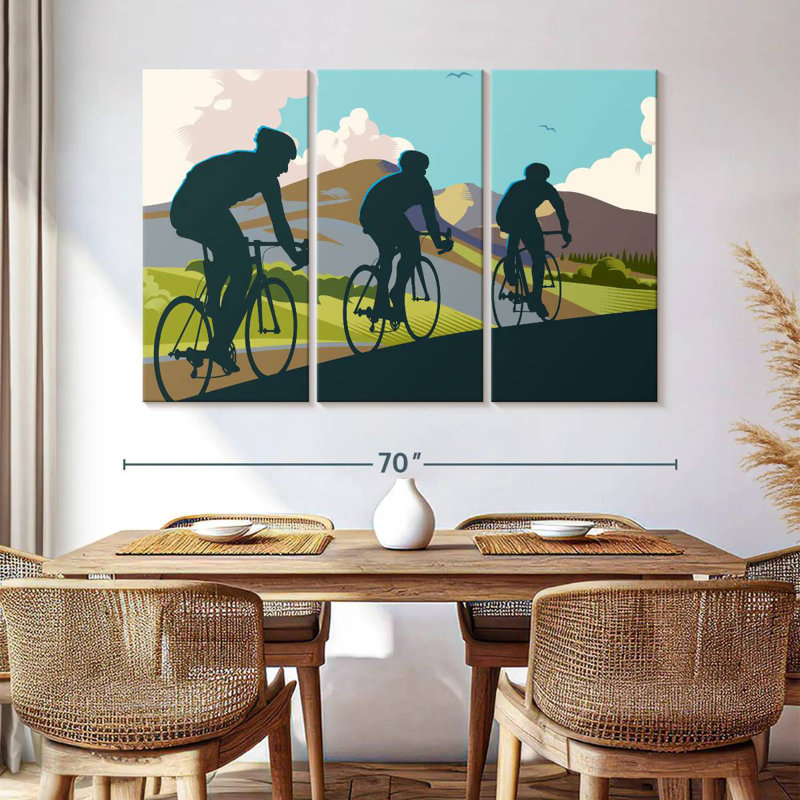 Sireci Three Cyclists, 42" H x 65" W