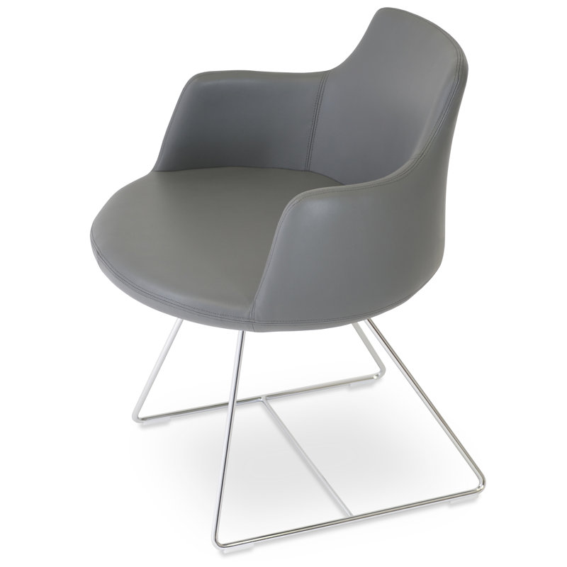 Dervish Wire Solid Back Arm Chair, Gray