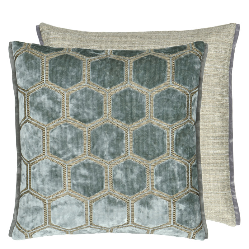 Manipur Velvet Decorative Pillow, Silver, 17"H x 17"W