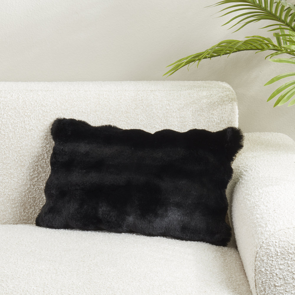 Cozy Bubble Faux Fur Pillow Cover, Black, No Insert, Square 20"