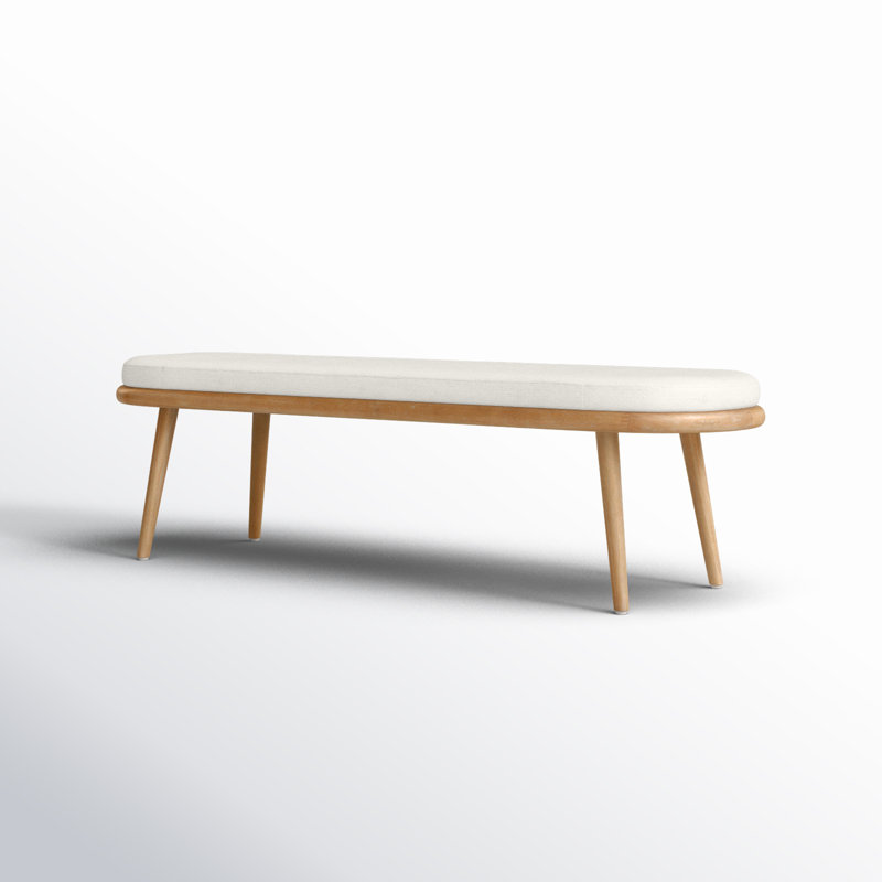 Echo Upholstered Bench, Light Gray/Brown