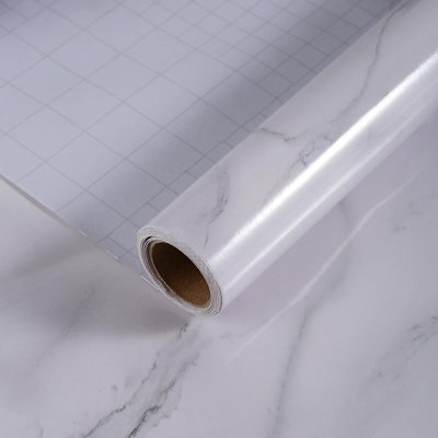 White Marble Peel And Stick Contact Paper - Self-Adhesive Vinyl Wrap For Countertops, Cabinets, Walls, And Backsplashes - Durable, Waterproof, And Easy To Clean