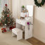 Bureau de coiffeuse avec miroir et lumières, coiffeuse de maquillage avec station de charge et support pour sèche-cheveux, petite coiffeuse avec 2 tiroirs, 5 armoires et tabouret de rangement, miroir DEL à intensité variable 3 couleurs, blanc-314519778