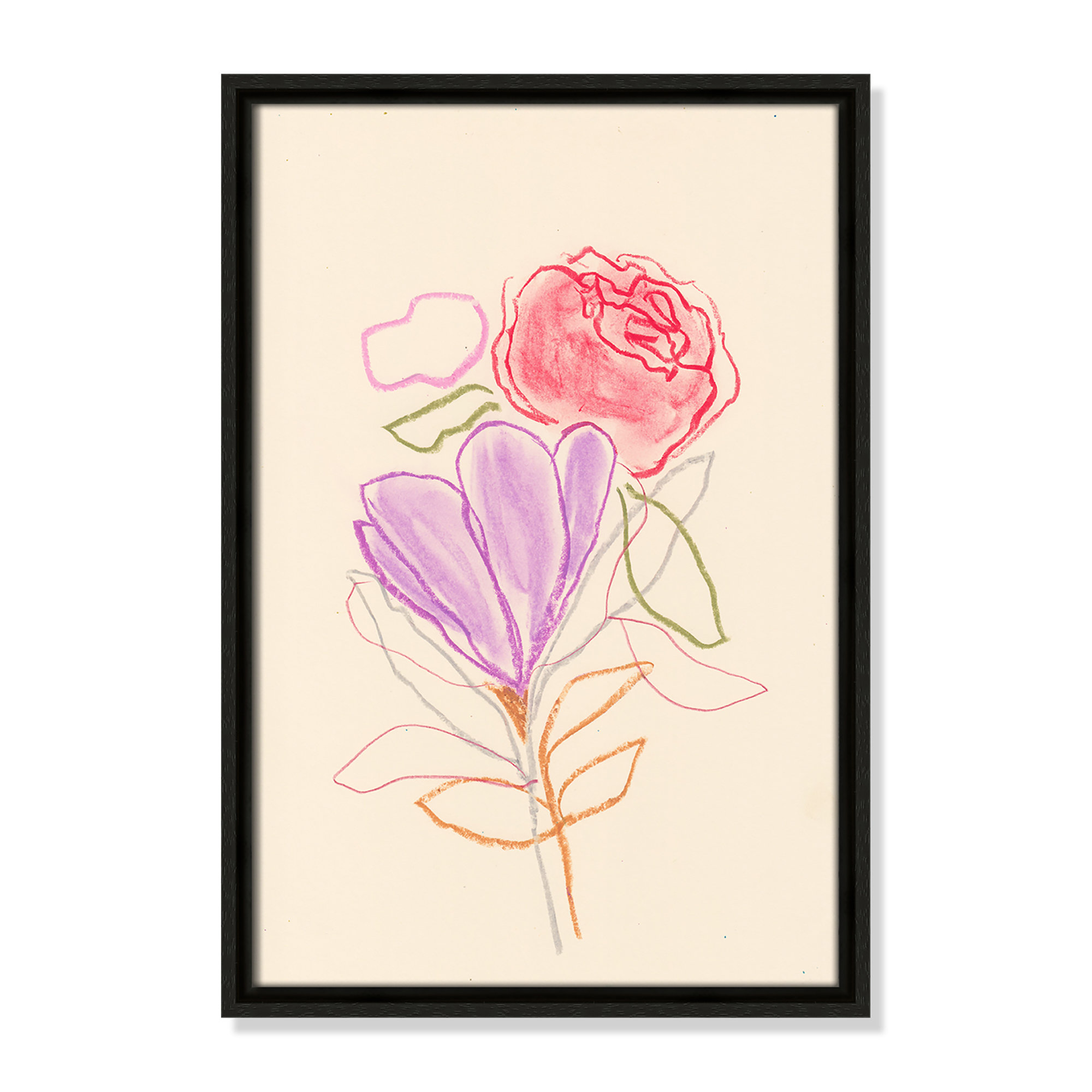 Simple Floral III Print by Bea Dina, Espresso Floater Framed Canvas, No Mat, 19.5" H x 13.5" W x 2" D