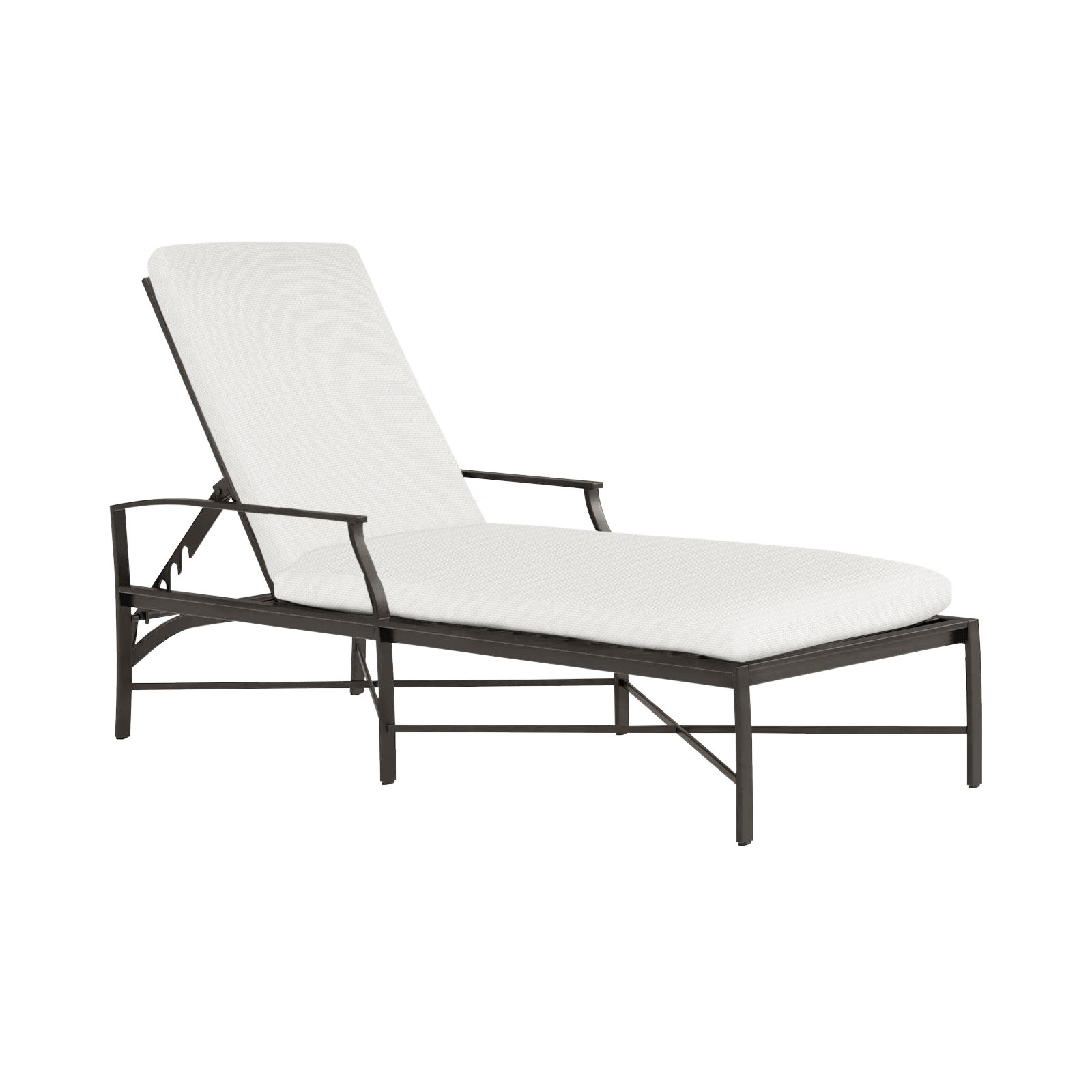 Monaco Wrought Aluminum Outdoor Chaise Lounge, Rollo Silver InsideOut® Linen, Welt, Slate Gray