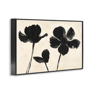 Inky Black Florals Silhouette Framed Giclee, design by Creative Studio