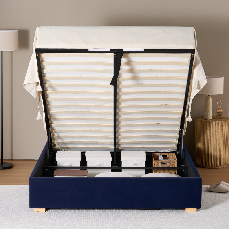 Lit de rangement rembourré Waverton, Queen, Blue