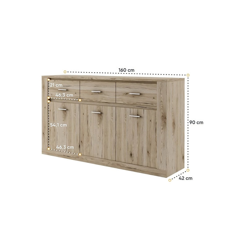 Dobbar 160cm Sideboard, Oak