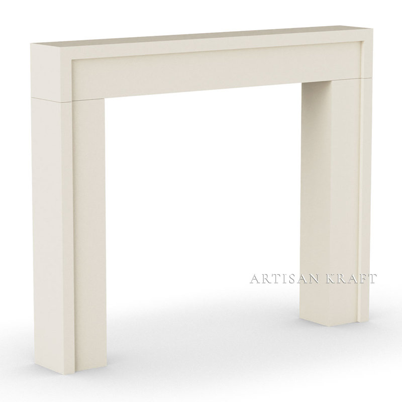 Flatiron Cast Stone Fireplace Surround with Beveled Hearth, 49.5" H x 62" W x 7" D, Beige