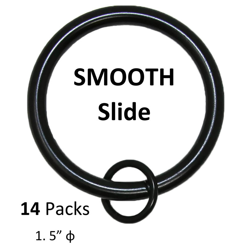 Mccloud Steel Curtain Rings, Black, 1.8" Diameter
