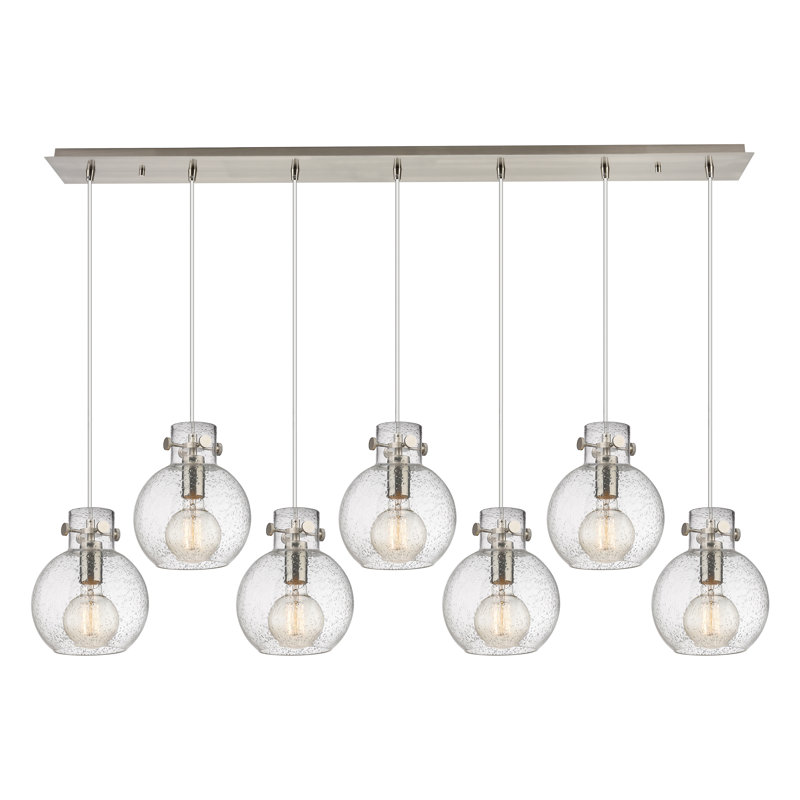 Luminaire suspendu sphère 7 lumières Amrith, Bullé, Nickel satiné brossé