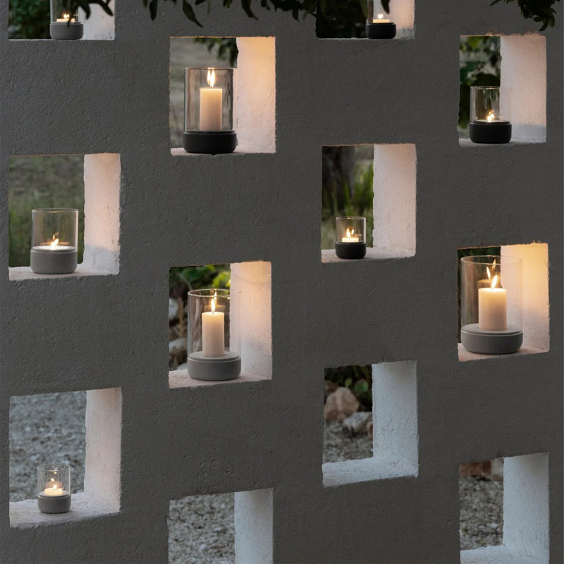 Glass, 14 cm H x 10 cm W x 10 cm D, Light Grey