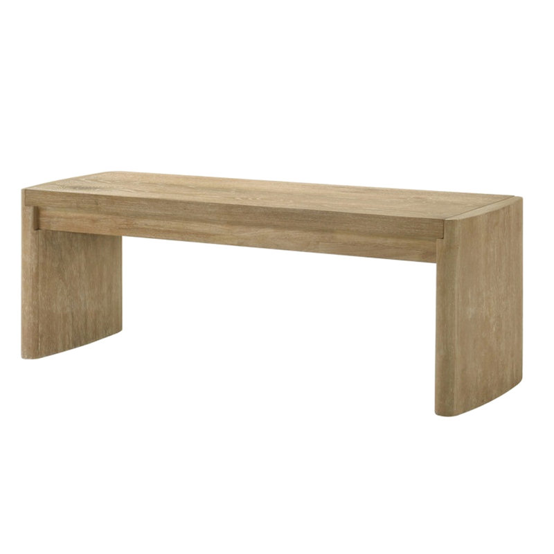 Banc de salle à manger de 51 po au fini chêne brun, style contemporain, pieds à panneau, plateau rectangulaire, deux places assises, banc en bois d'hévéa et placage pour la chambre, design, spacieux