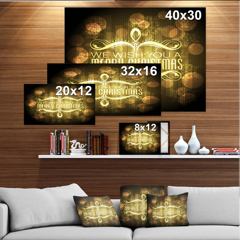 « Merry Christmas Wish on »-impression d’art textuel, H 16 po x l 32 po x P 1 po, H 36 po x l 46 po x P 1,5 po