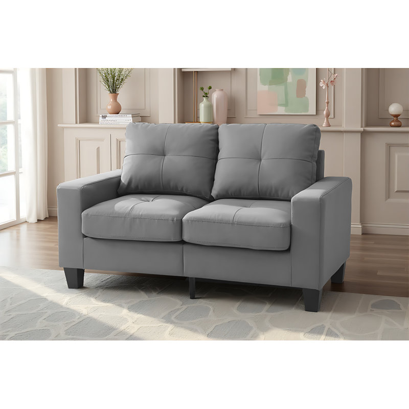 Sandusky Modular Loveseat in Gray Faux Leather