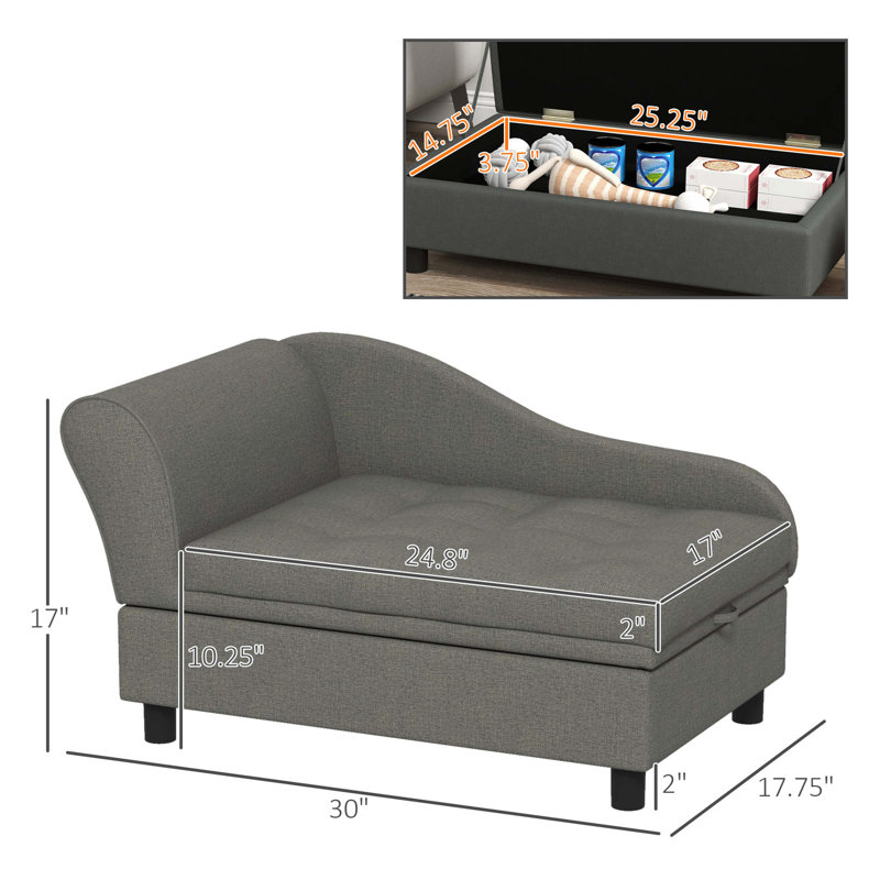 Canapé pour chien avec rangement pour animaux de compagnie, Gris