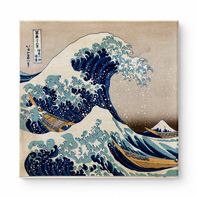 La grande vague de Kanagawa (1831) - art mural carré sur toile