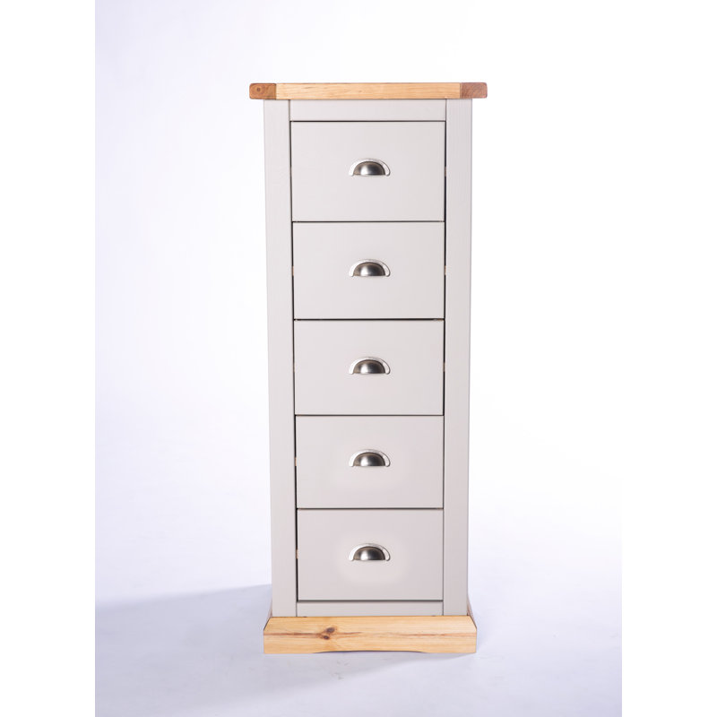 Cristopher 45cm W 5 - Drawer Chest of Drawers, Grey/Wood, Chrome