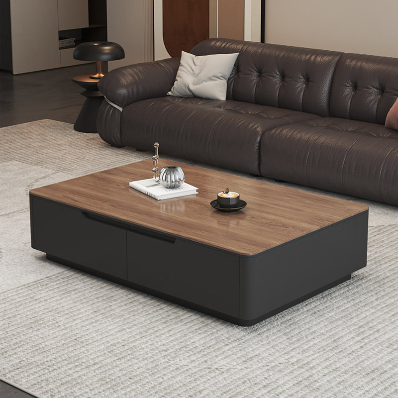 Table basse moderne en pierre, H 16,9 po x L 55,1 po x l 27,6 po, Noir