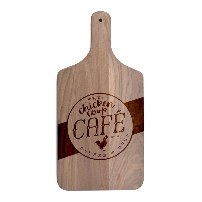 Chicken Coop Café Cutting Board, Dark Natural
