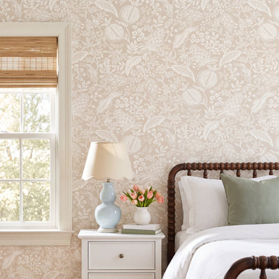 Pomegranate White Peel and Stick Wallpaper