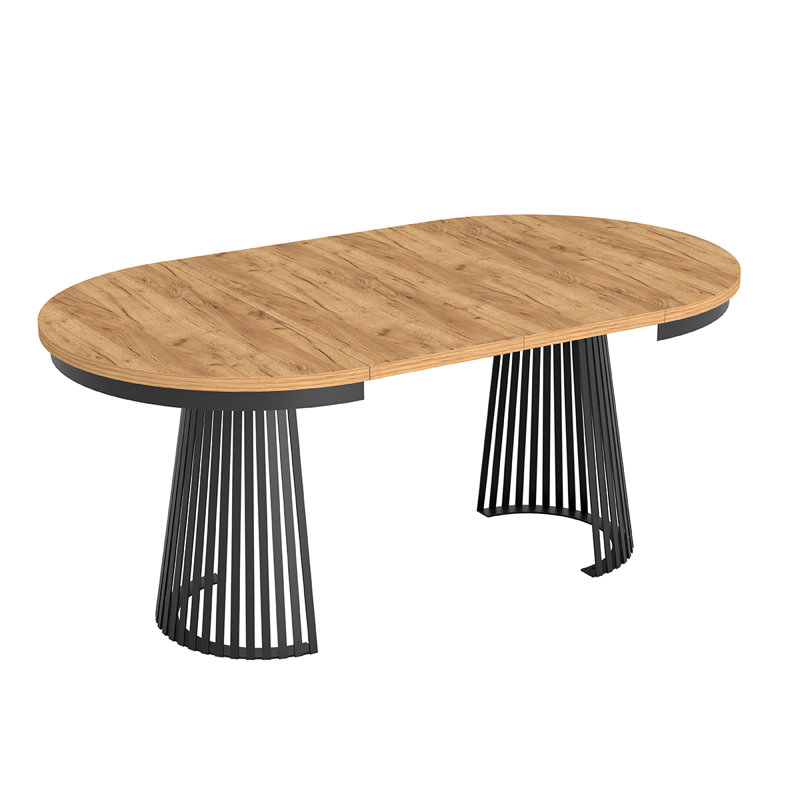 Extendable Metal Base Dining Table, Black, Golden Kraft