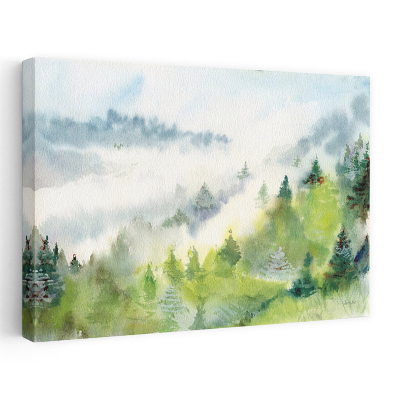 «Evergreen Abstract Contemporary Forest Landscape», art mural, H 12 po x l 18 po