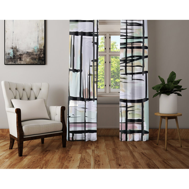 Deeqa Semi Sheer Curtain Pair, 20" W x 52" L