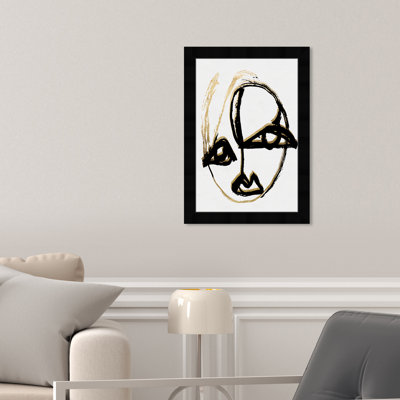 Black And White Abstract Portrait Minimalist Framed Art Print For Entry Way