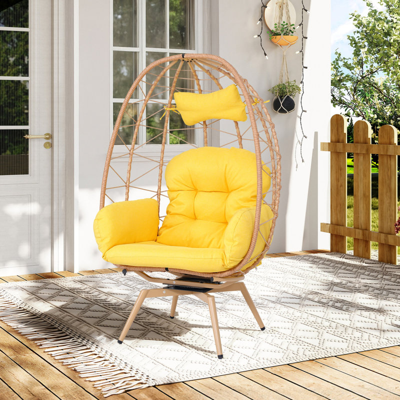 Swivel Patio Lounge Chairs, Steel Rattan Modern Balcony Seating