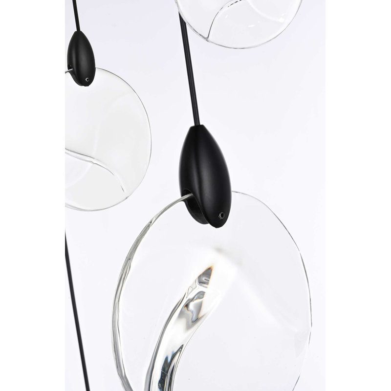 Lustre rond en cristal Bellino, H 7,5 po x l 48 po x P 48 po, Noir, 46 lumières
