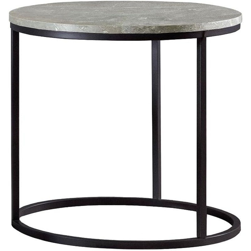 Table de bout ronde en faux marbre Lainey, Faux-marbre gris