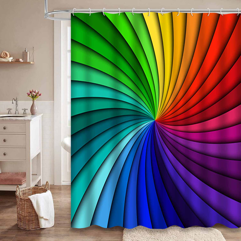 Rideau de douche coloré avec 12 crochets, L 72 po x l 72 po
