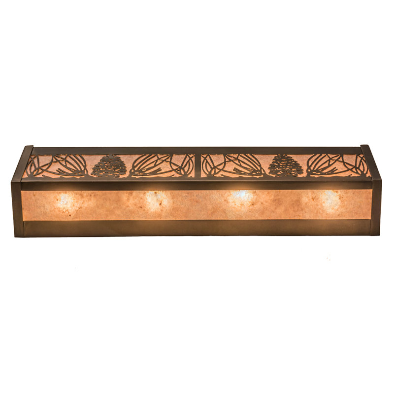 Barre d’éclairage de salle de bain 4 lumières mountain pin, Cuivre antique, Argent