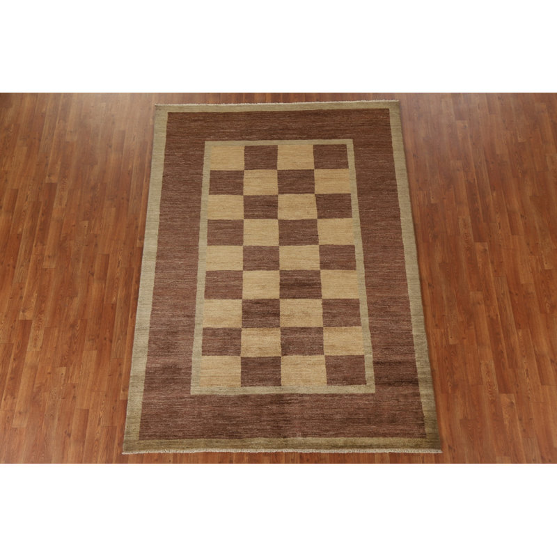 Tapis unique en laine noué à la main 5 pi 10 po x 8 pi 1 po nouvel âge Brisa