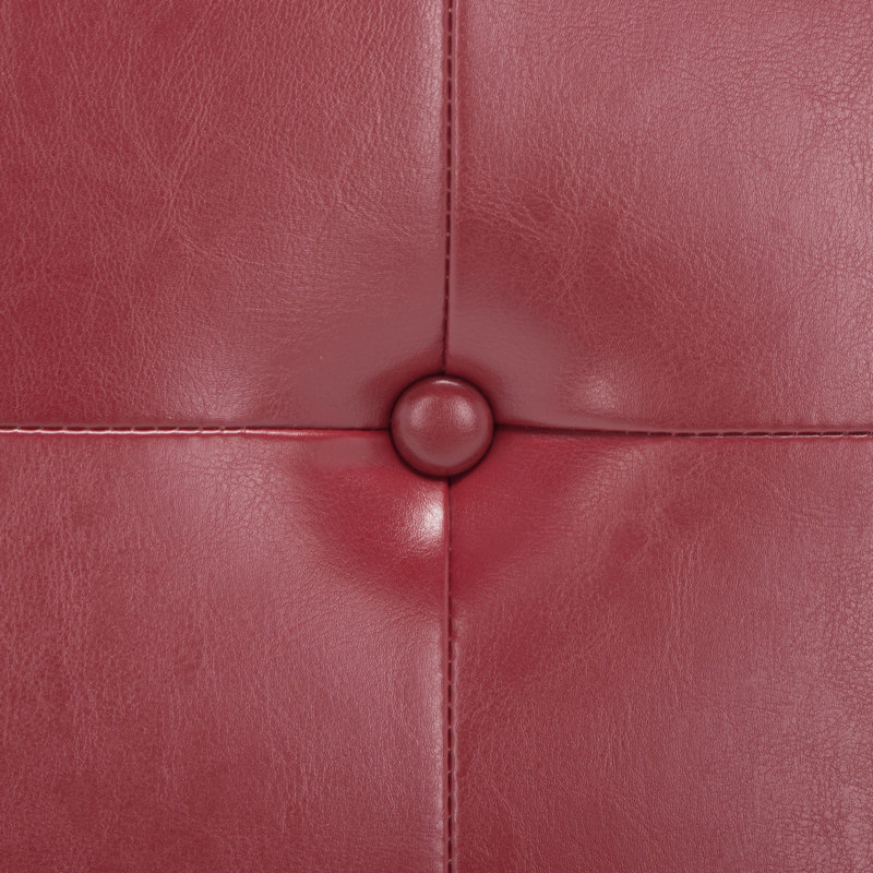 Graysie Faux Leather Ottoman, Red Faux Leather