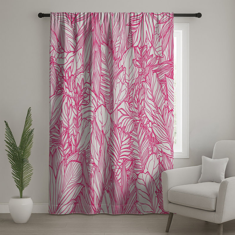Rideaux et voilages à feuilles roses, 50 po x 80 po - 1 panneau, Transparent