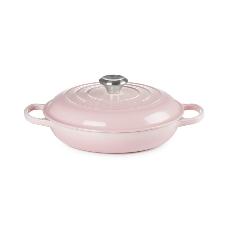 Le Creuset Cast Iron Shallow Casserole, 30cm / 3.5L, Shell Pink