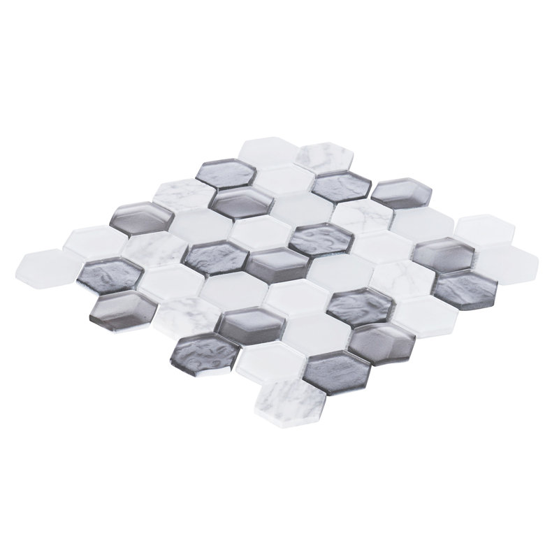 Emperador Marble Mosaic Sheet Tile, Gray/Metallic
