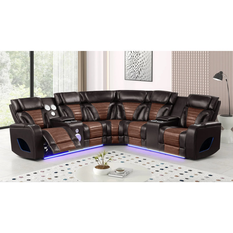 Canapé modulaire en cuir Ripley Brown Air