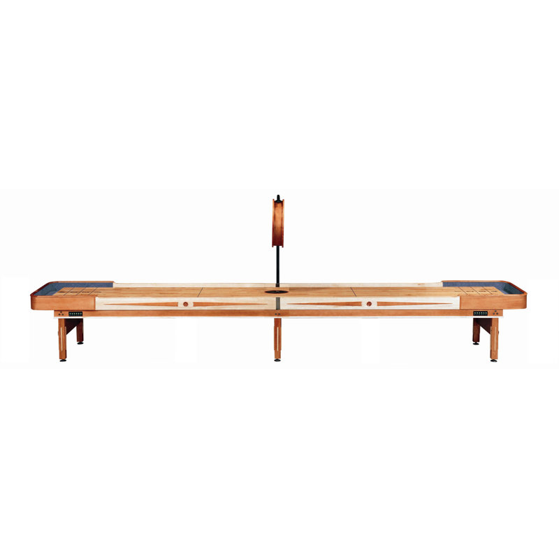Honey Maple 14-Foot Shuffleboard Table with Electronic Scorer
