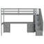 Lit mezzanine simple gris avec bureau et double plateau de rangement simple pour plus de polyvalence