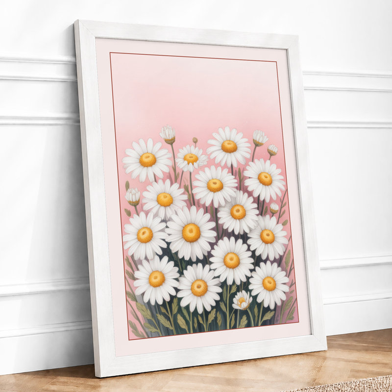 Daisy Arrangement Botanical - Framed Print, A3 - 42.0 x 29.7 cm, White