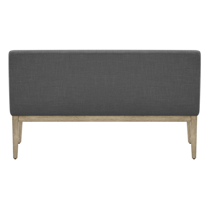 Bethea Polyester Upholstered 2-Seater Dining Bench with Solid Wood Legs, Gray