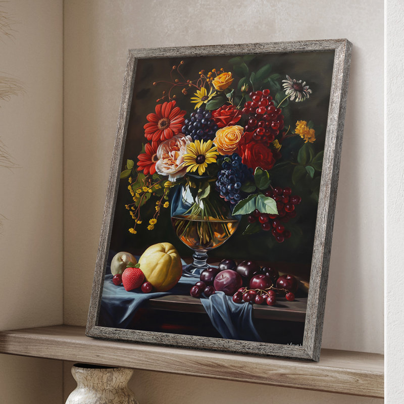 Reproduction encadrée FLORAL Series DCCxxxix - bois massif, H 30 po x l 24 po